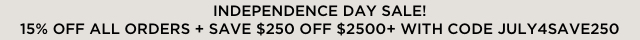 Independence Day Sale! Save $250 Off Orders $2500+ With JULY4SAVE250