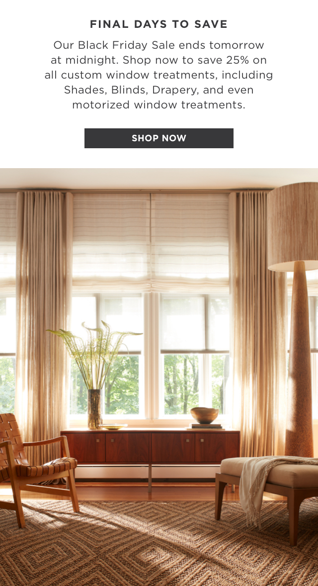 Save 25% Off All Window Treatments