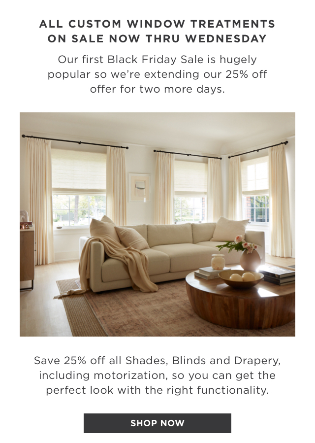 Save 25% Off All Window Treatments