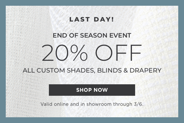 Save 20% During Our End Of Season Event