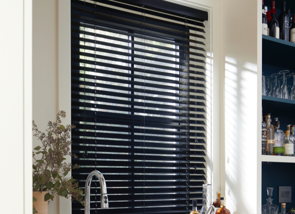 Wood Blinds, FABRIC: 2” Basic COLOR: Ebony Wood Blinds, FABRIC: 2” Basic COLOR: Ebony