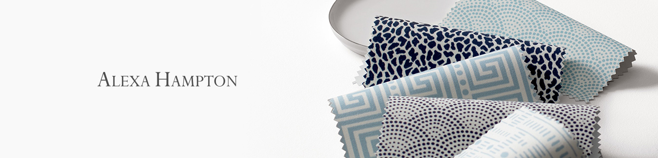Alexa Hampton fabric swatches in various patterns