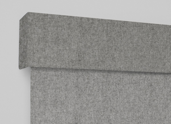 A product image shows an uphosltered valance that can be added to Roman Shades and certain Woven Wood Shades