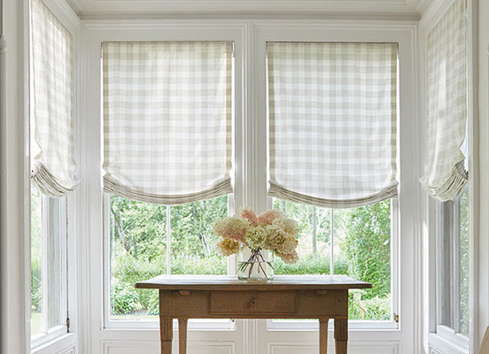 Relaxed Roman Shades, Material: Emerson, Color: Shea